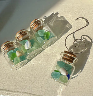 Sea Glass and Shell Vial Ornament