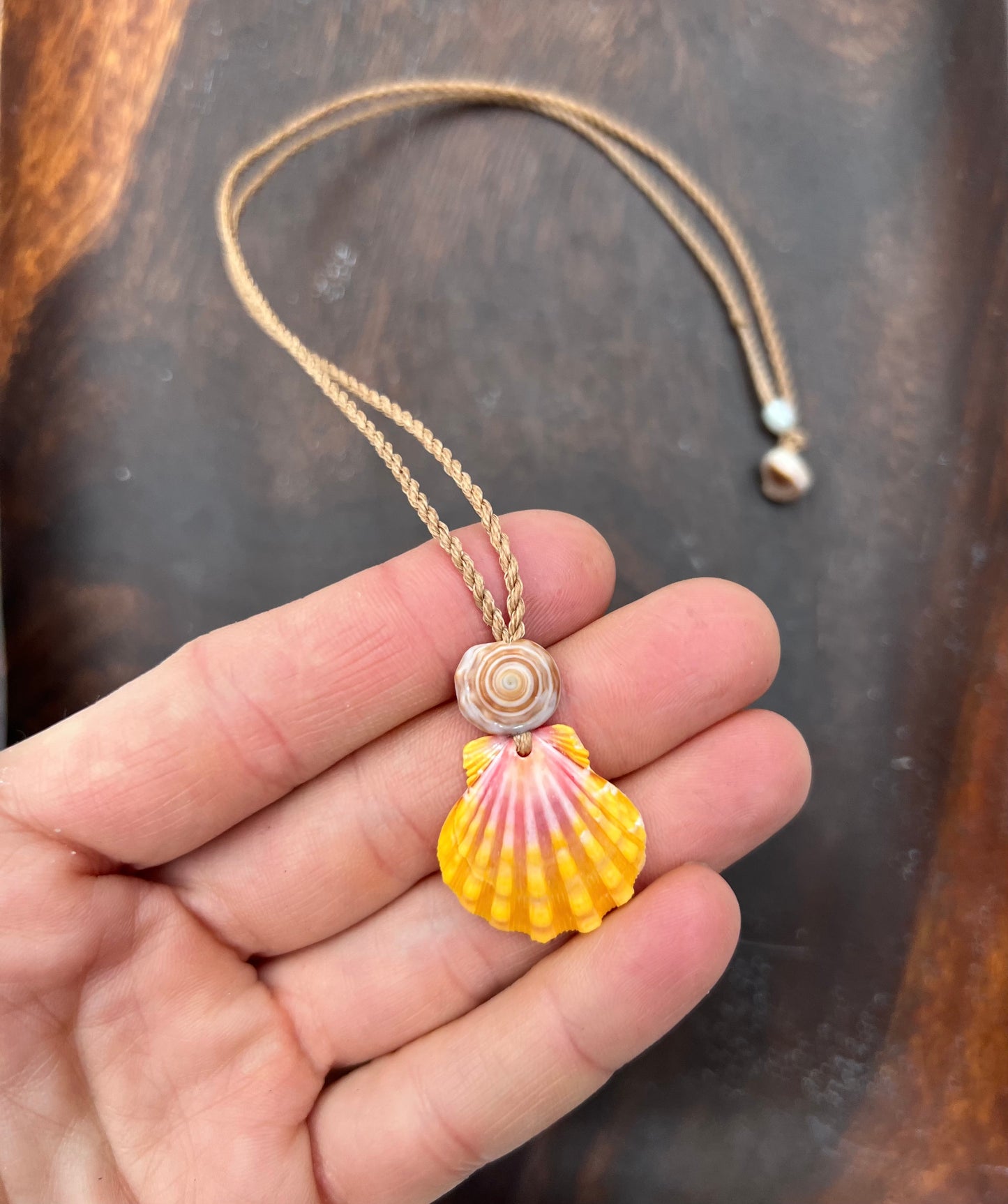 Sunrise Shell + Puka Necklace (22inch) Reserved for S